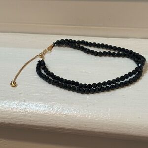 Black Spinel Double Bracelet On Sterling Silver